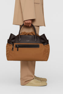 The Row Margaux 17 Inside-Out Buckled Leather Canvas Tote Bag