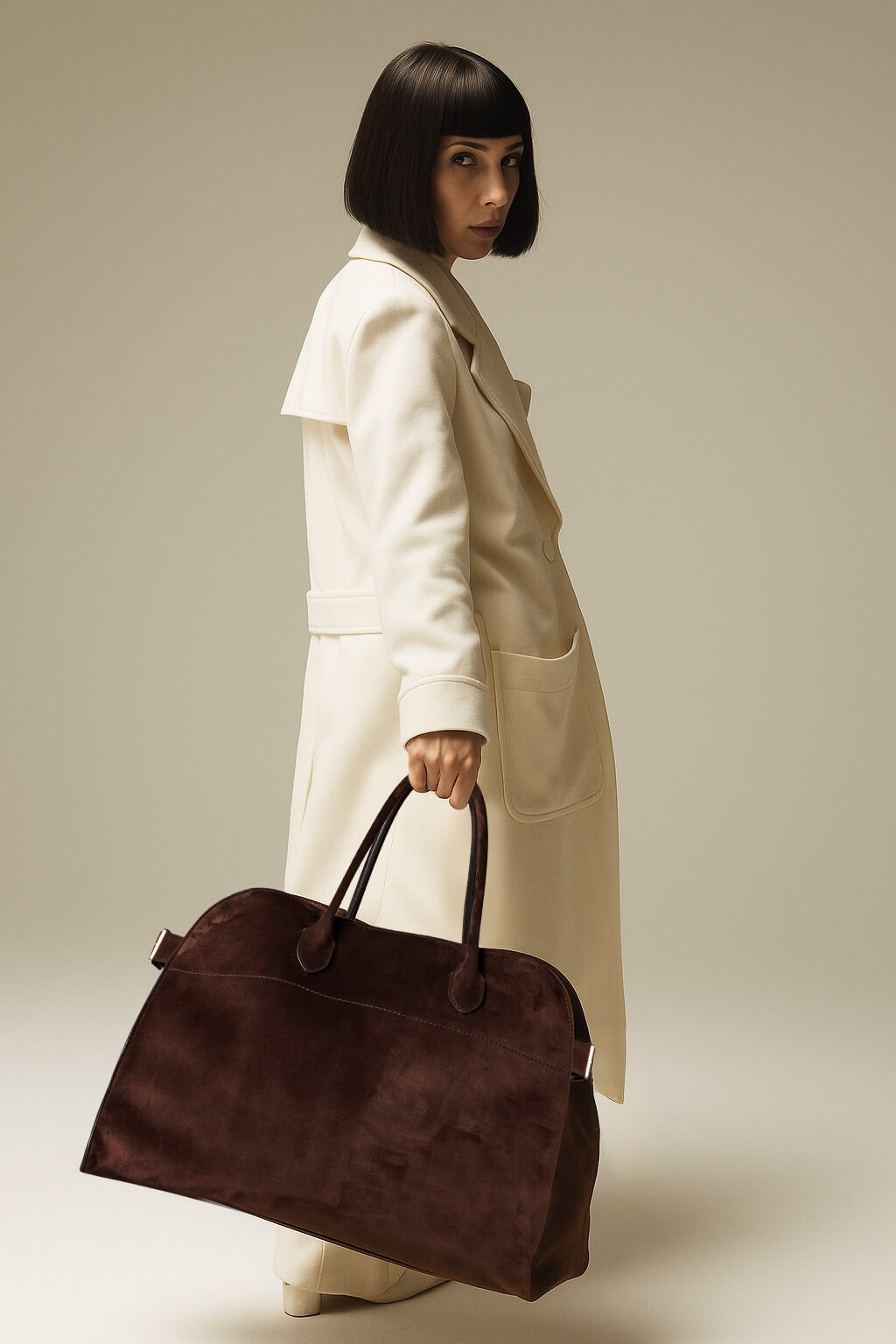 The Row Soft Margaux 17 Bag in Suede