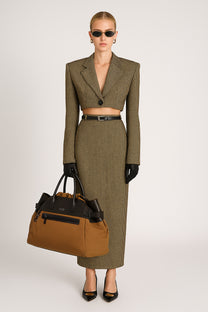 The Row Margaux 17 Inside-Out Buckled Leather Canvas Tote Bag