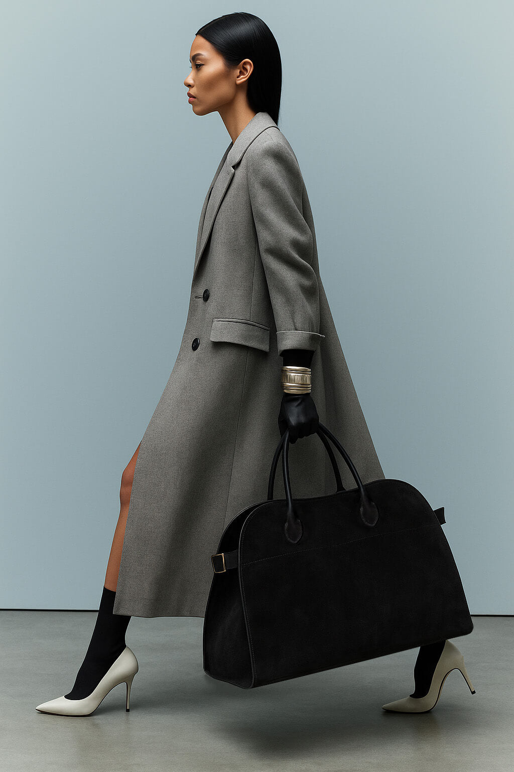 The Row Soft Margaux 17 Bag in Suede