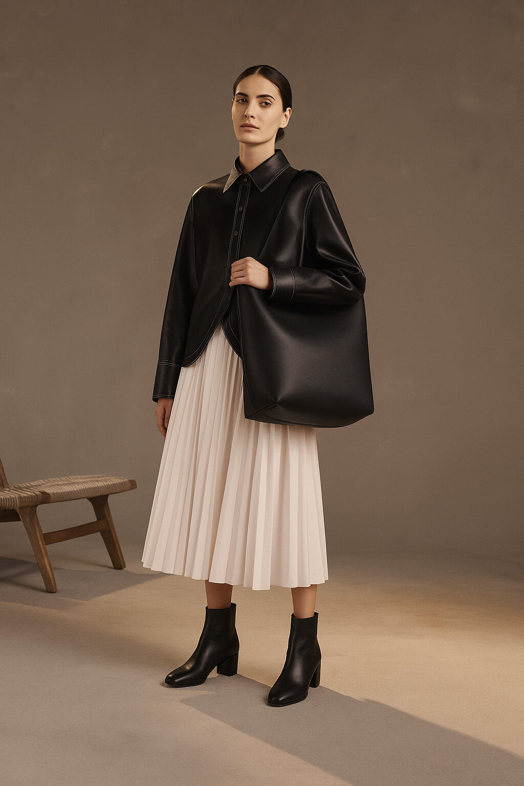 The Row Large N/S Park Tote Bag in Leather