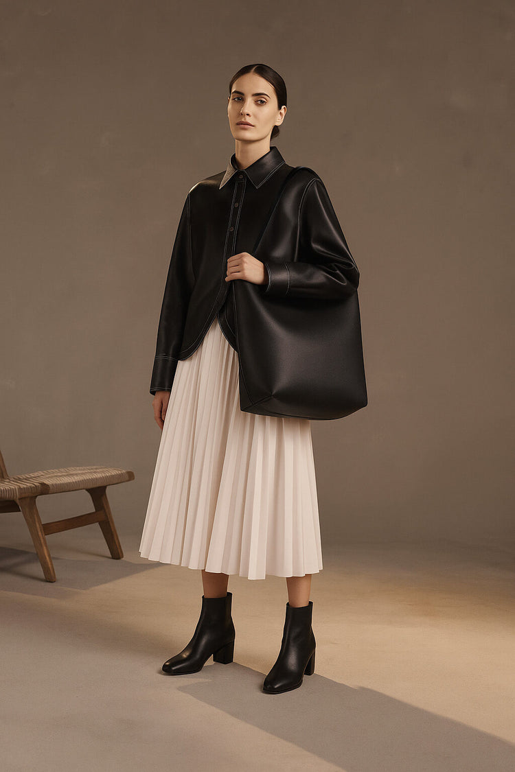 The Row Large N/S Park Tote Bag in Leather