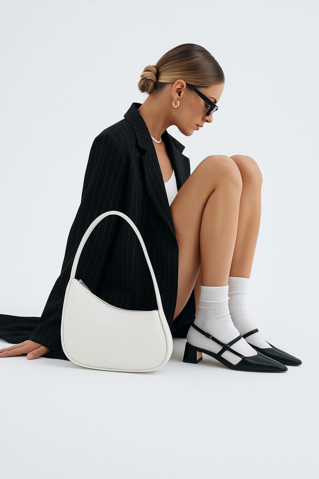 The Row Half Moon Bag in Leather