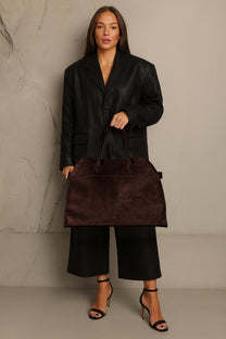 The Row Soft Margaux 17 Bag in Suede