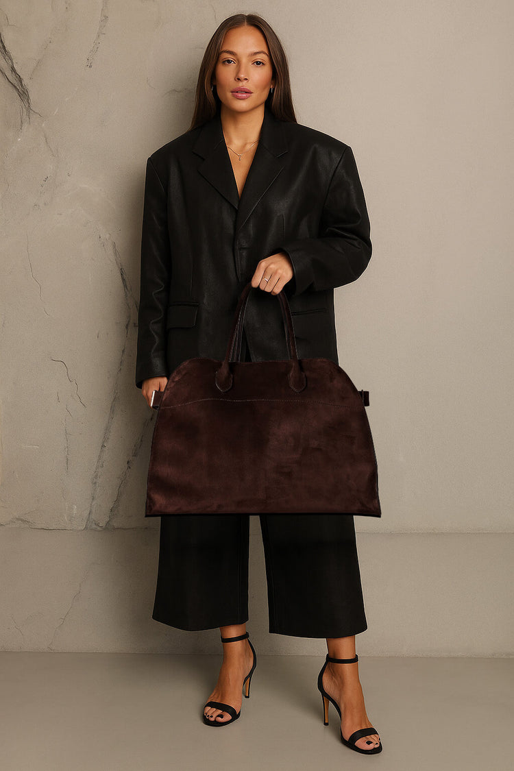 The Row Soft Margaux 17 Bag in Suede