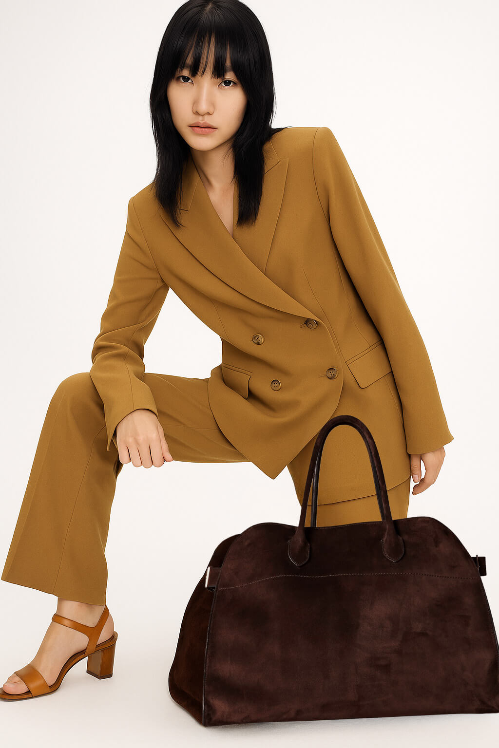 The Row Soft Margaux 17 Bag in Suede