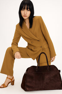 The Row Soft Margaux 17 Bag in Suede