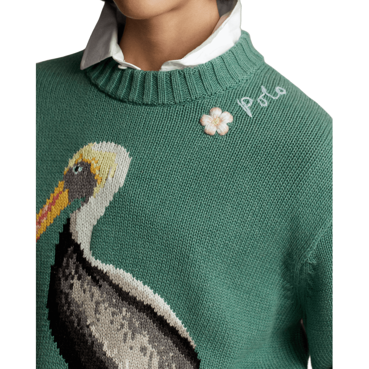 Ralph Lauren Women's Intarsia-Knit Pelican Mockneck Jumper