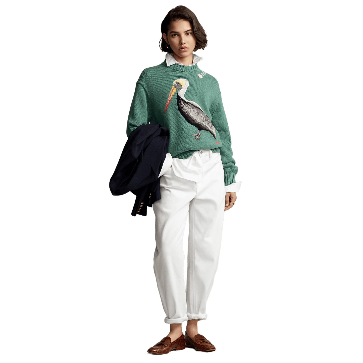 Ralph Lauren Women's Intarsia-Knit Pelican Mockneck Jumper
